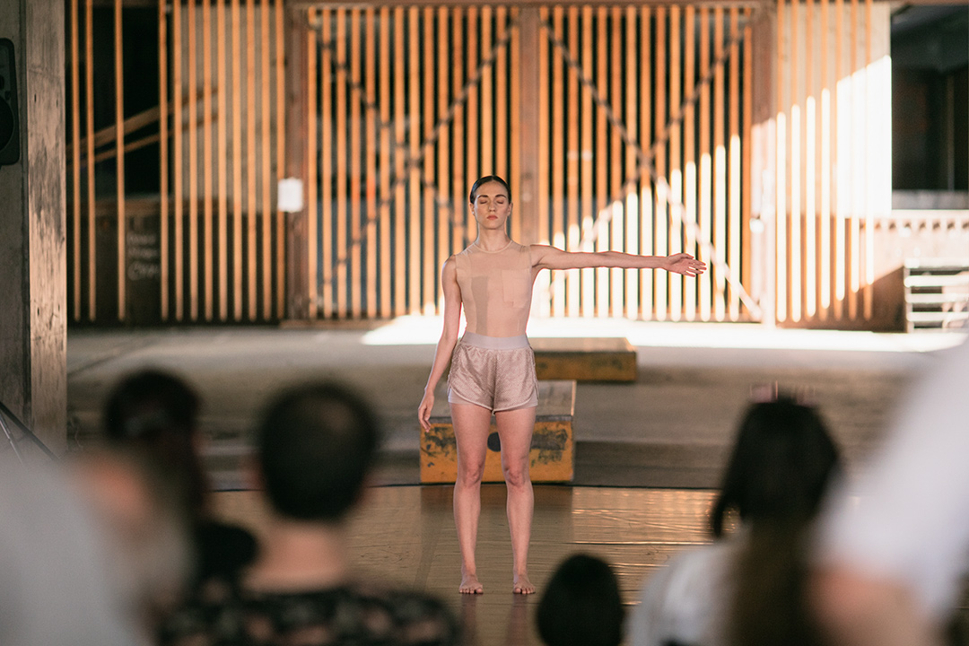Gavriela Antonopoulou in Anastasia Valsamaki’s Body Monologue, at Summer Recollection Ljubljana 2021. Photo © Andrej Lamut